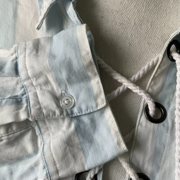 Rails Uli Tunic Lace Up Block Stripe Nautical Size Medium Lyocell Relaxed Fit - Picture 10 of 16